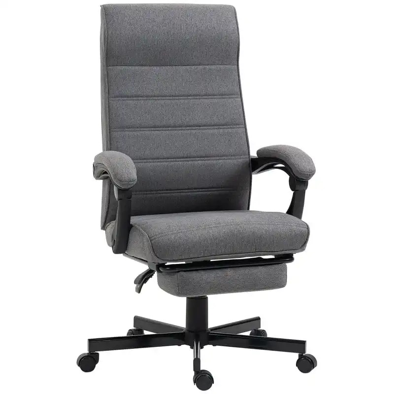 Vinsetto Silla De Escritorio Reclinable Con Reposapiés Retráctil Gris