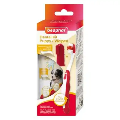 beaphar Set de cuidado dental para cachorros - Set: Cepillo + cepillo de dedo + pasta dental para cachorros - beaphar - Comparador de precios