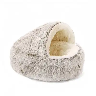 FurryFusion Cama para gatos semicerrada - Blanco-marrón - Furry Fusion - Comparador de precios