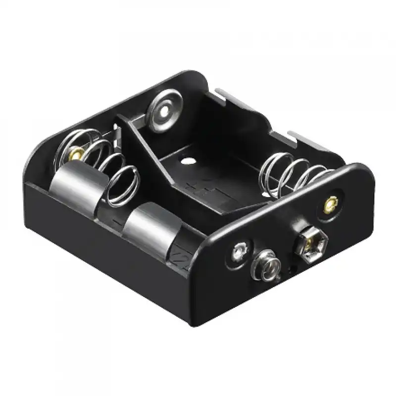 Goobay Portapilas para 2 Pilas FR14/HR14/LR14 Negro