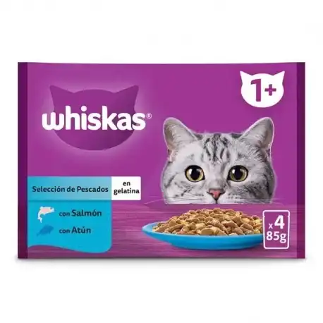 Whiskas Comida húmeda en Gelatina para Gatos Salmón y Atún, 52x85 gr - Whiskas - Comparador de precios