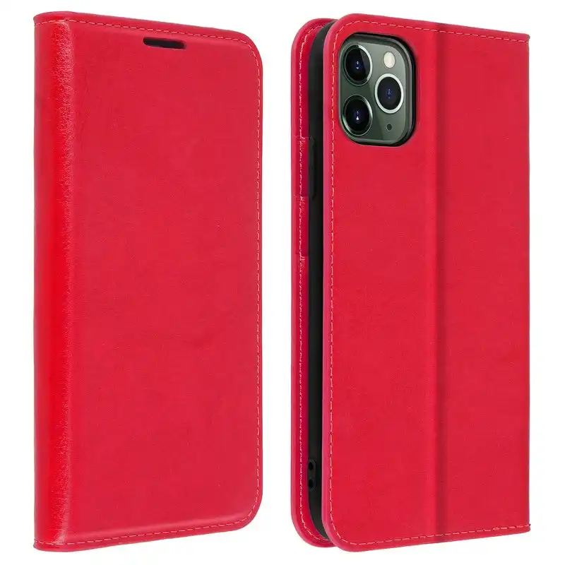 Avizar Funda de Piel Auténtica Roja para Apple iPhone 11 Pro Max
