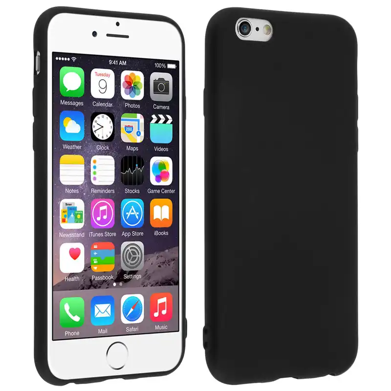 Avizar Funda Protectora de Silicona Negra Mate Ultrafina para iPhone 6 / iPhone 6S