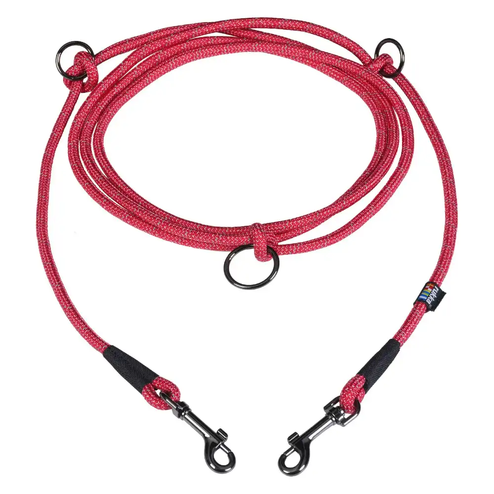 Correa de cuerda ajustable Rukka®, roja para perros - L: 300 cm de largo, 11 mm de diámetro