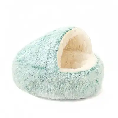 FurryFusion Cama para gatos semicerrada - Blanco-verde - Furry Fusion - Comparador de precios