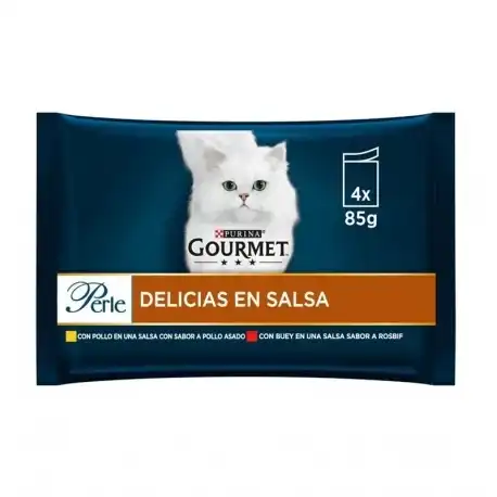 Gourmet Perle Delicias en Salsa Comida Húmeda para Gatos Con Pollo y Buey, 48 x 85 gr - Gourmet - Comparador de precios