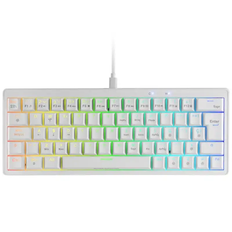 Mars Gaming MKMINIPRO Teclado Mecánico RGB 60% Switch Azul Blanco