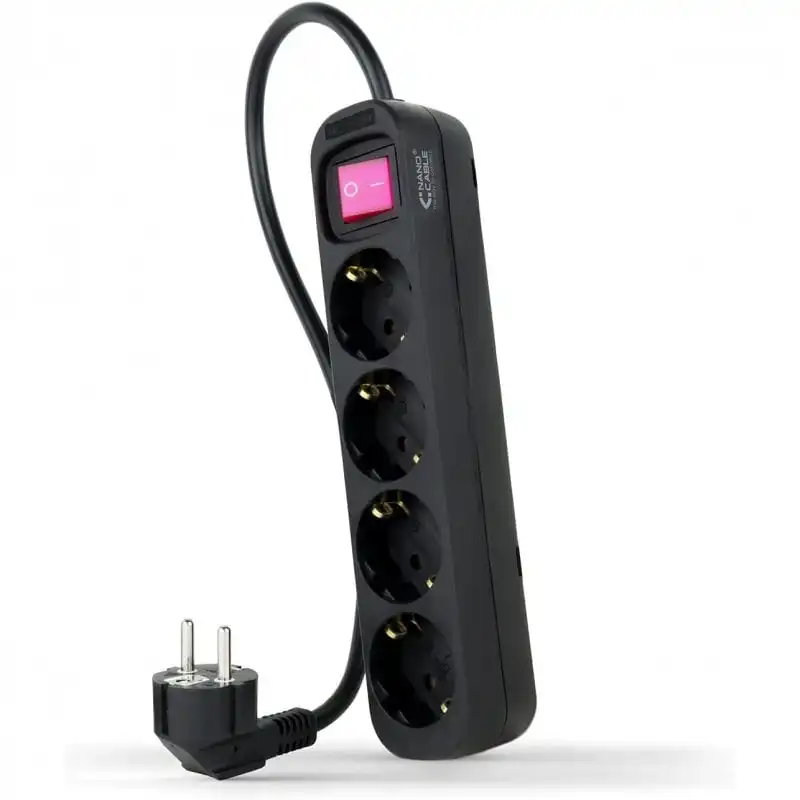 Nanocable Regleta con Protección 4 Tomas Schuko 1.4m Negra