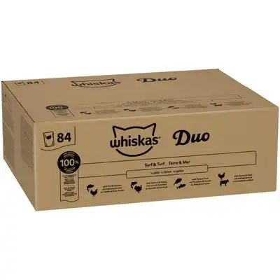 Whiskas 1+ Adult bolsitas 84 x 85 g - Dúo Surf and Turf en gelatina - Whiskas - Comparador de precios