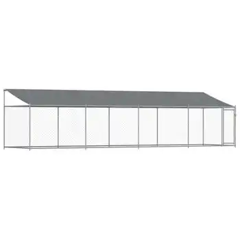 Jaula De Perros Techo Y Puerta Acero Galvanizado Gris 8x2x2 M Vidaxl