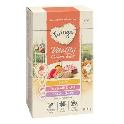 Feringa Vitality Creamy Snacks para gatos - Pack mixto: 3 sabores (12 x 10 g) - Feringa - Comparador de precios