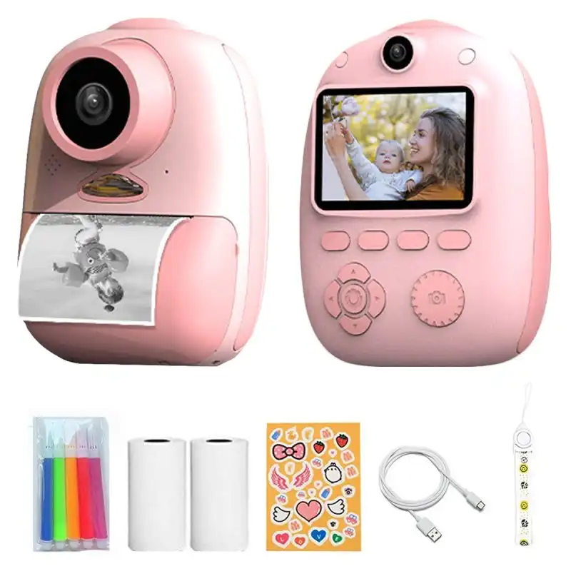 Kinsi D10 Cámara Instantánea Compacta 2 En 1 para Niños y Niñas Rosa