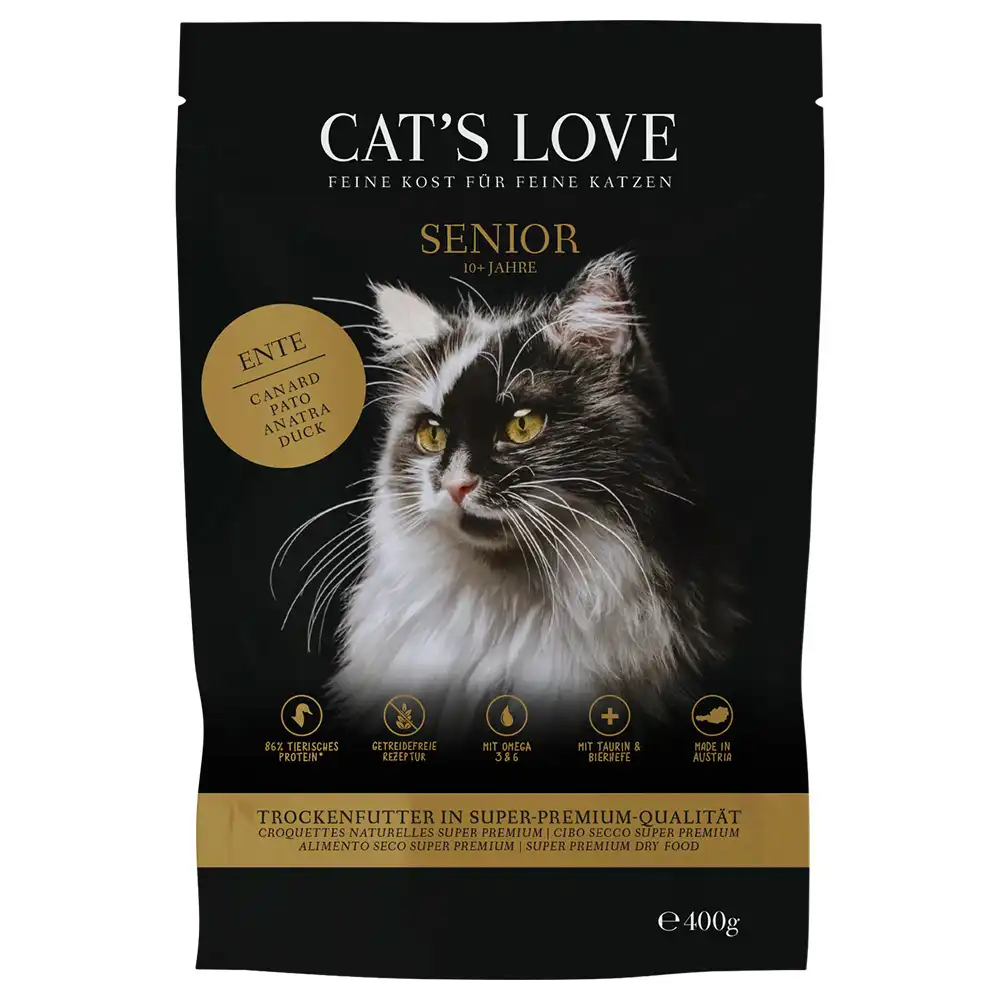 Cat's Love Senior, con pato pienso para gatos - 400 g