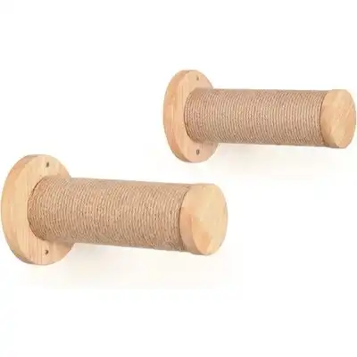 HausPets Muebles gatos pared, 30 cm, rascador yute, juego 2, tamaño mediano - color madera - HausPets - Comparador de precios