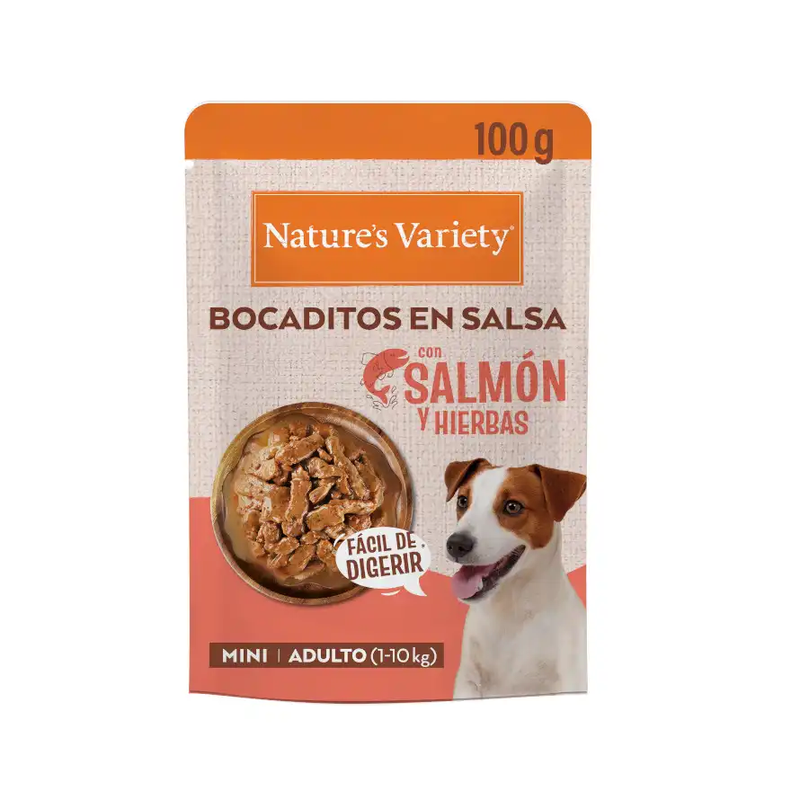 Nature's Variety Bocaditos Salmón Sobre en Salsa para perros adultos mini - 100 gr - Natures Variety - Comparador de precios