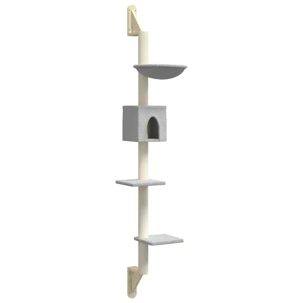 vidaXL Árbol rascador para gatos de pared gris claro 187 cm