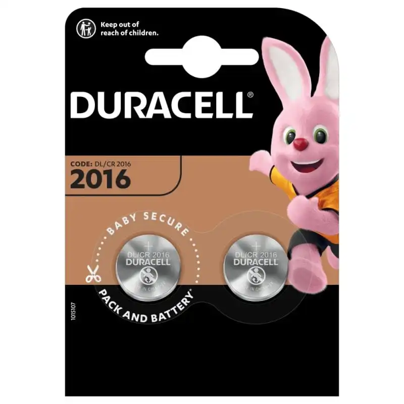 Duracell Pack 2 Pilas de Botón Litio CR 2016 3V