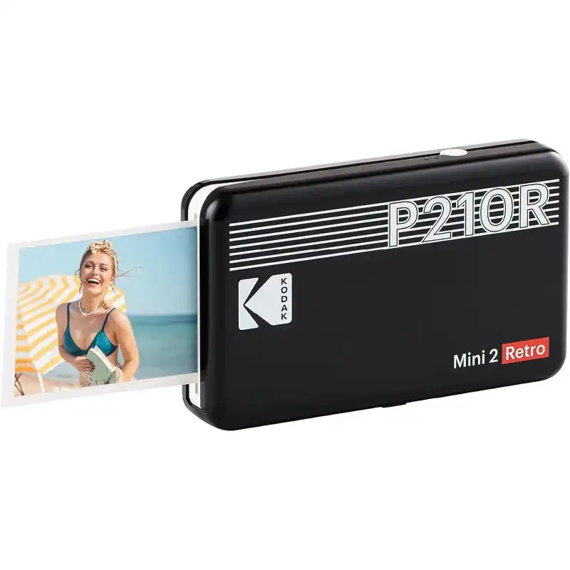 Kodak Mini 2 Retro 4PASS Mini Impresora Fotográfica Portátil Bluetooth 5.3x8.6cm + 8 Hojas Negra