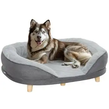 Sofá Para Perros De Poliéster Mdf Pino 90x78x25 Cm-pawhut. Gris