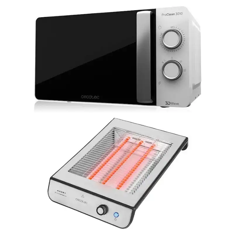 Cecotec Pack ProClean 3010 Microondas 20L 700W + Turboeasy Toast Inox Tostador 900W