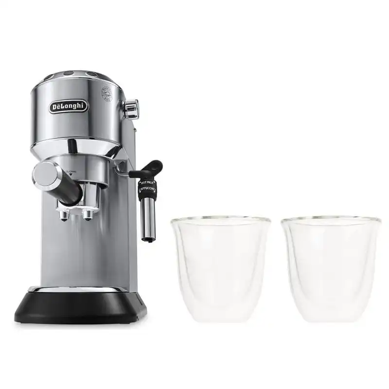 DeLonghi Dedica EC685.M Cafetera de Espresso Plata + Juego de 2 Tazas Espresso 90 ml