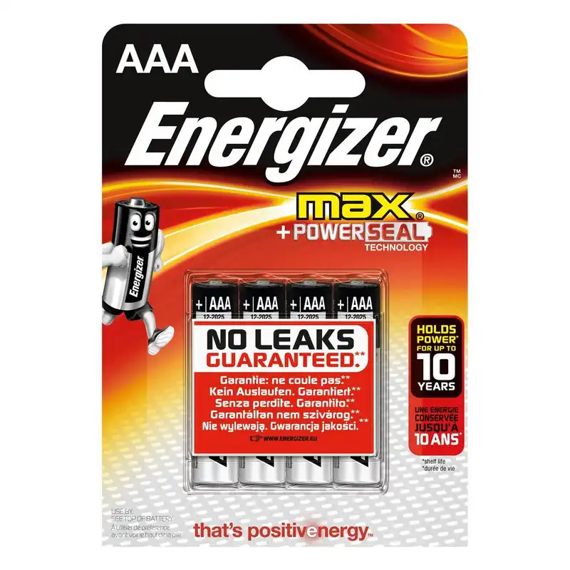 Energizer Max Powerseal Pilas Alcalinas AAA LR03 4 Unidades