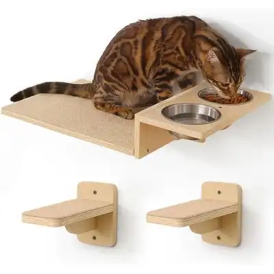 HausPets Estante Pared Gato 3-en-1, Estación Comida 2 Escalones, Cuenco - 3 Piezas - HausPets - Comparador de precios