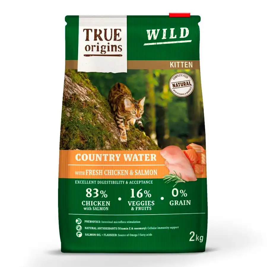 True Origins Wild Kitten Country Water Pollo y Salmón pienso