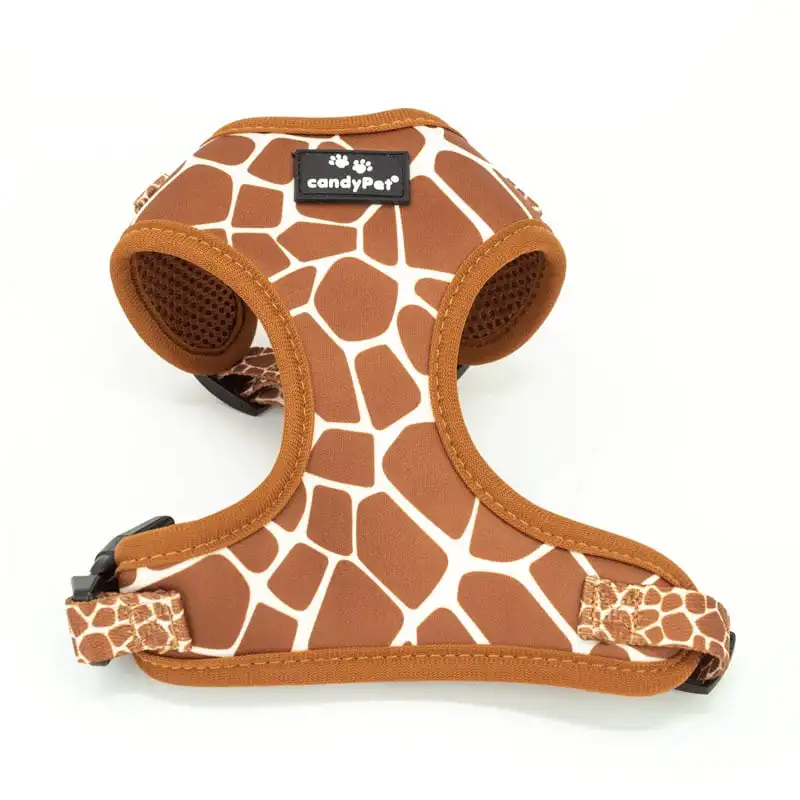 candyPet Arnés Ajustable en Cuello y Pecho para Perro, Chaleco Antitirones, de Neopreno y Malla Transpirable - GIRAFFE