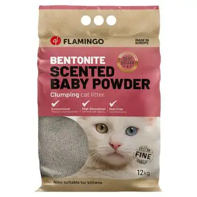 Flamingo Bentonite Scented Baby Powder arena aglomerante para gatos - 12 kg - Flamingo - Comparador de precios