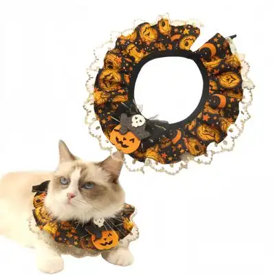 FurryFusion Collar de encaje con forma de calabaza de Halloween para gatos - L: 30-35 cm - Furry Fusion - Comparador de precios