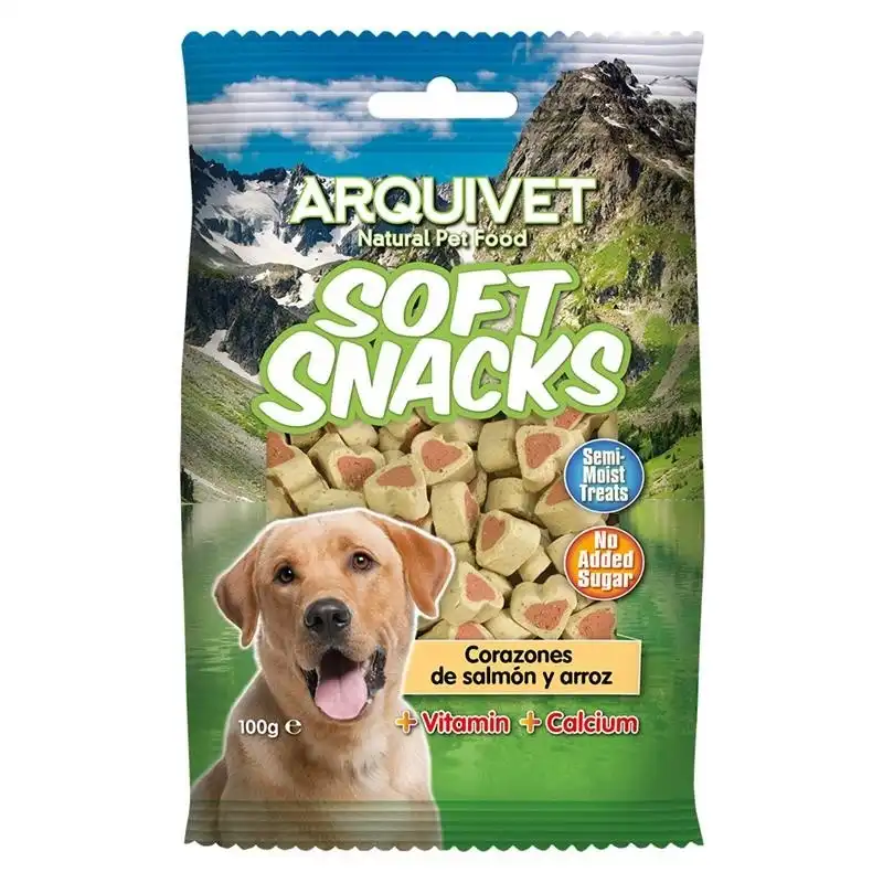 Golosinas para perros Soft snacks corazones de salmón y arroz  100 grs., Unidades 14 unidades