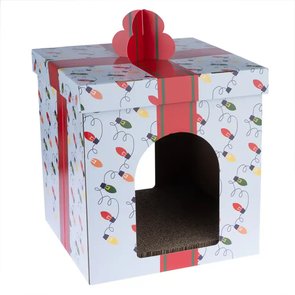 Mueble rascador TIAKI Caja de regalo de Navidad - 38,5 x 38,5 x 40 cm (L x An x Al)