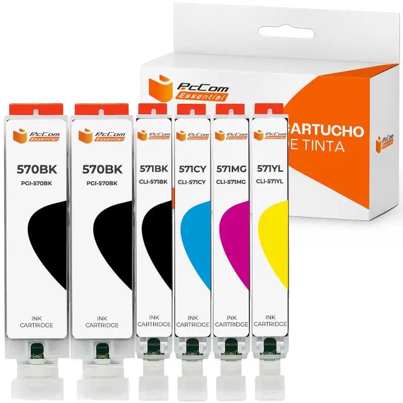 Pccom Essential Canon Pgi570xl/cli571xl Cartucho Tinta Compatible Negro/cian/magenta/amarillo Pack 6