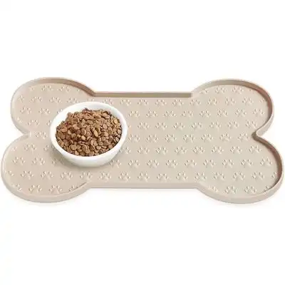 UAMLY Alfombrilla antideslizante de silicona para comedero de perro - Beige 49,4*25cm - Uamly - Comparador de precios