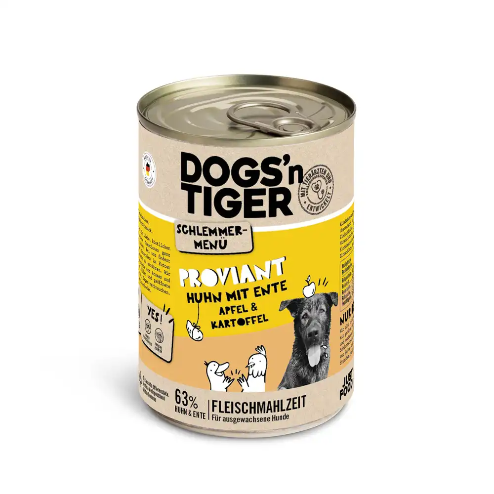 Dogs'n Tiger menú gourmet para perros 6 x 400 g - Pollo con pato, manzana y patata