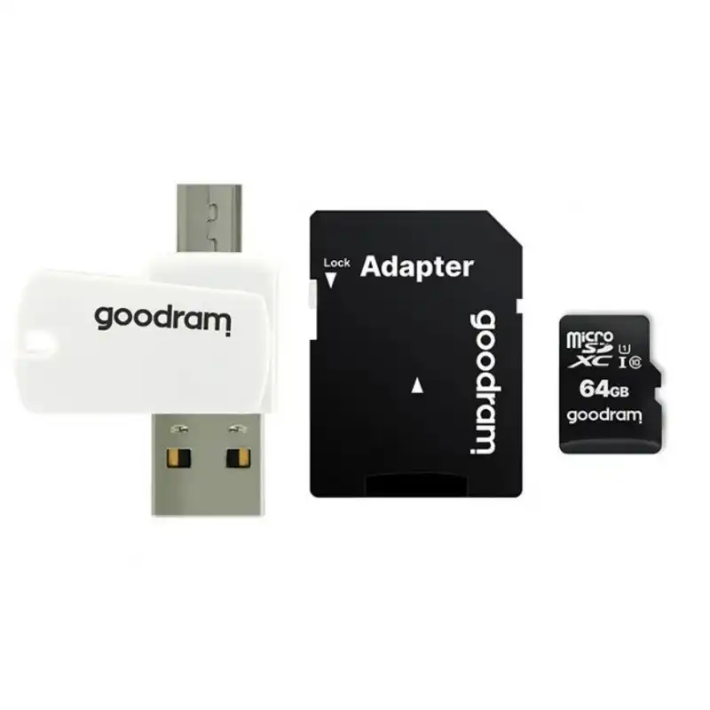 GoodRam M1A4 All in One Lector de Tarjetas OTG USB 2.0/Micro USB + MicroSDXC 64GB UHS-I Clase 10 + Adaptador SD