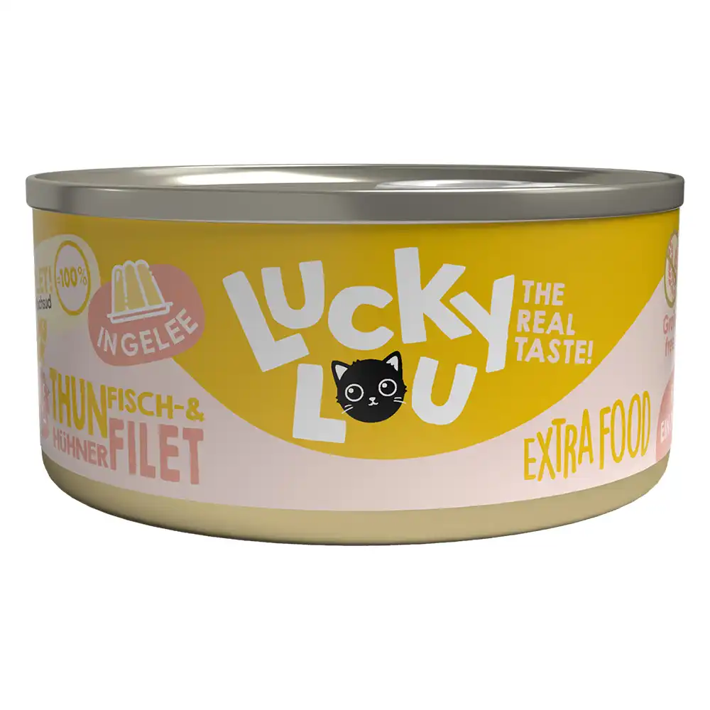 Lucky Lou Extrafood en gelatina 18 x 70 g - Atún y pollo