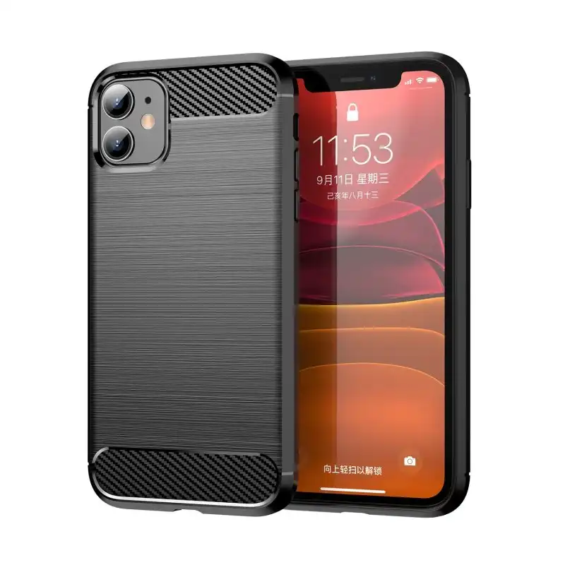 Max Power Digital Funda Fibra De Carbono Para Iphone 11 Antigolpes Silicona Negra