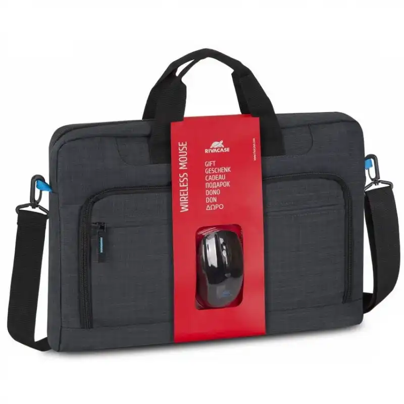 Rivacase Bundle 08 8058 Maletín Gris para Portátil hasta 17.3" + Ratón Inalámbrico