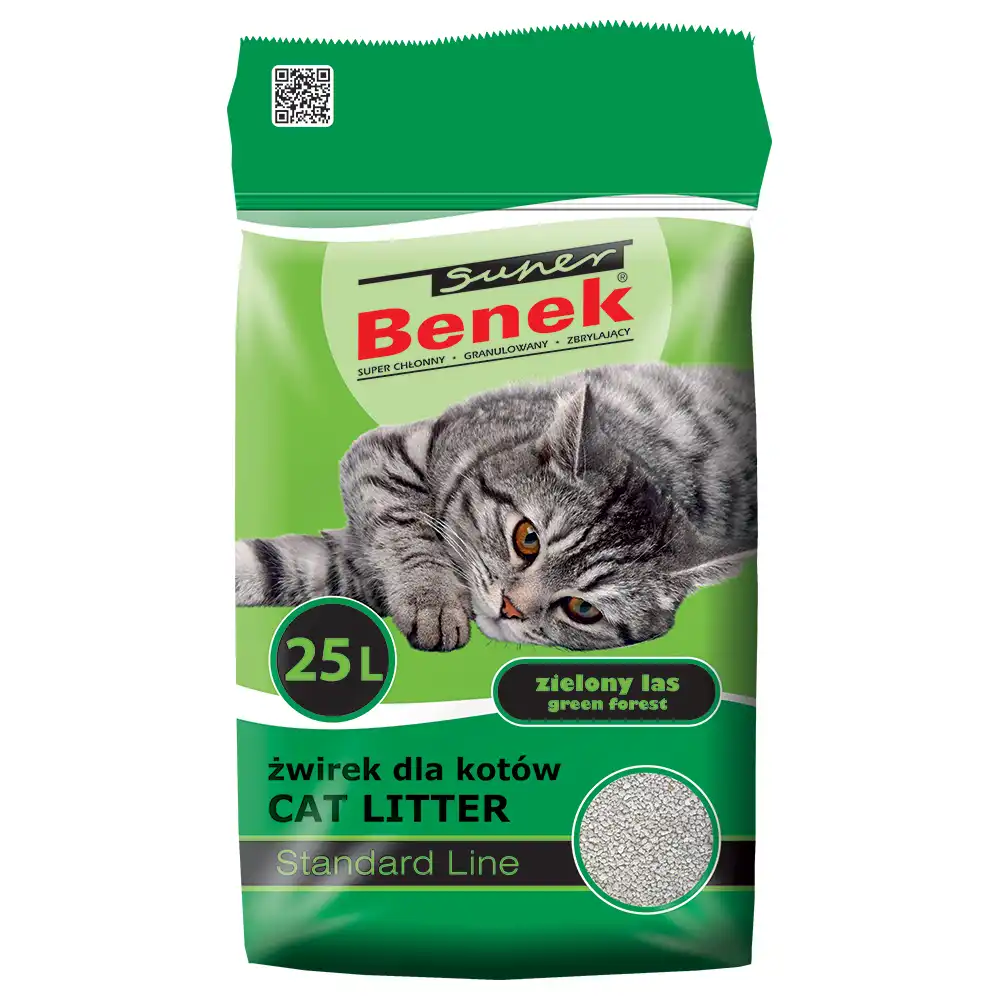 Super Benek Green Forest arena aglomerante con olor a pino - 20 kg