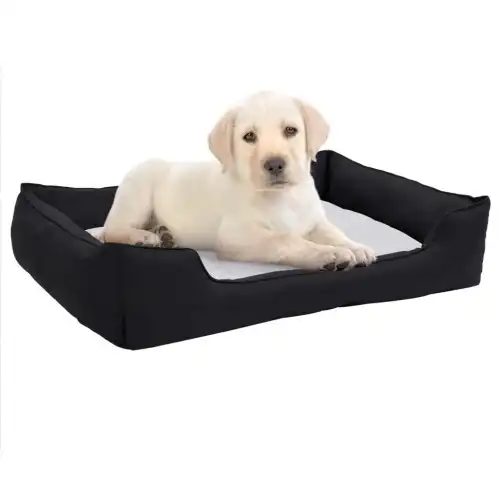 Vidaxl sofá acolchado rectangular con cojín negro y blanco para perros