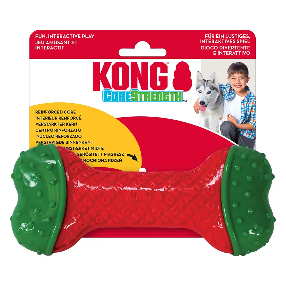KONG Holiday CoreStrength hueso para perros - Talla S/M: L 13,9 x A 6,3 cm