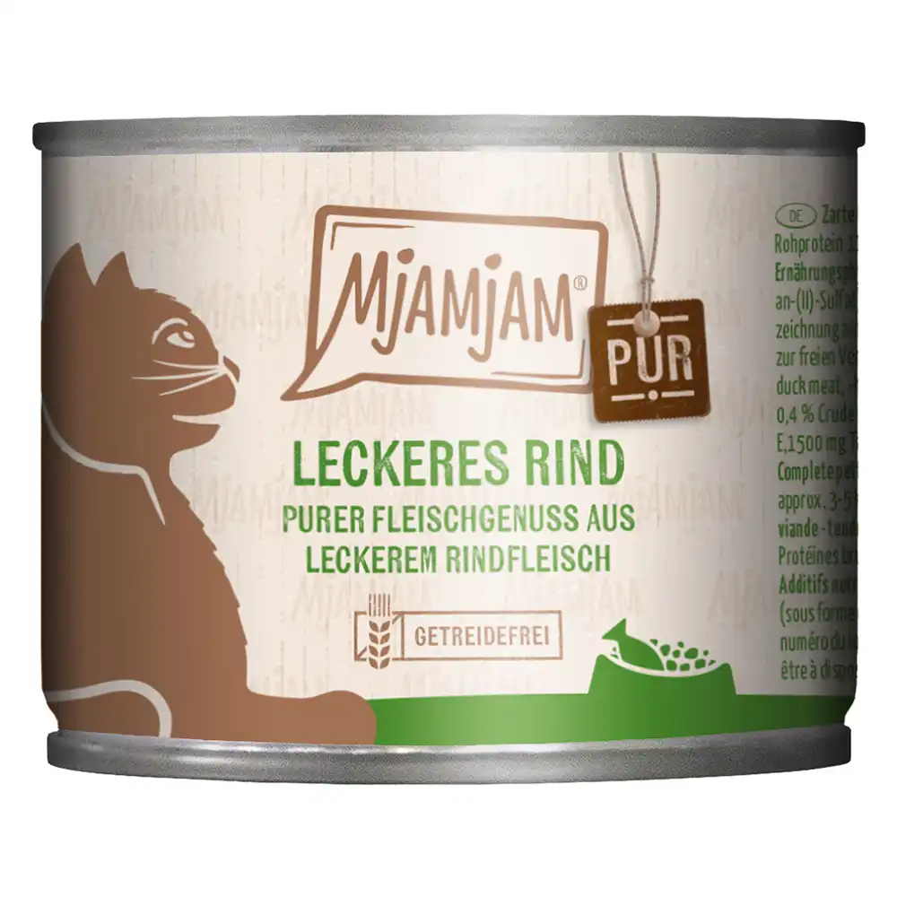 MjAMjAM Pur comida húmeda para gatos 6 x 200 g - puro delicioso vacuno