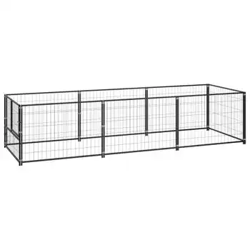 Perrera Exterior | Jaula Para Perro | Parque Para Mascotas Acero 3 M² Negra Cfw783658