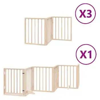 Puerta Para Perros Plegable 15 Paneles Madera De Álamo 750 Cm Vidaxl