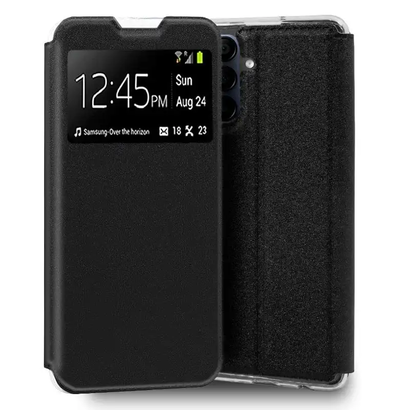 Cool Funda Flip Cover Tipo Libro Liso Negro para para Samsung A155 Galaxy A15/A15 5G