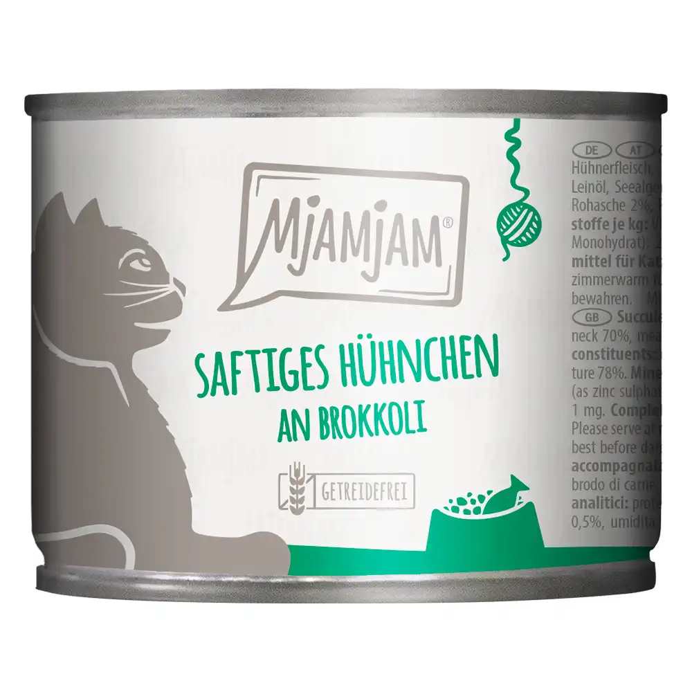 MjAMjAM comida húmeda para gatos 6 x 200 g - jugoso pollo con brócoli