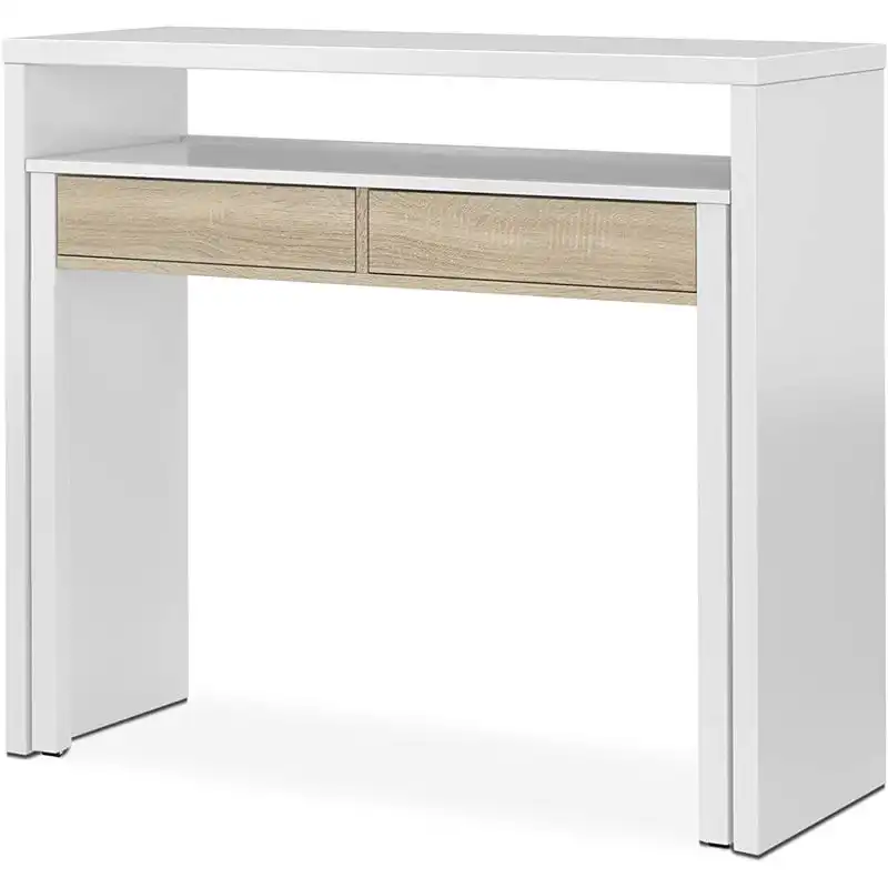 Habitdesign Bureau Mesa de Escritorio Extensible Blanco/Roble