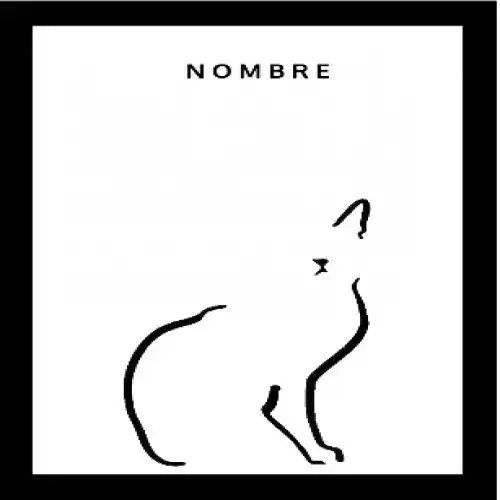 Ilustración silueta de gato con marco negro color Blanco